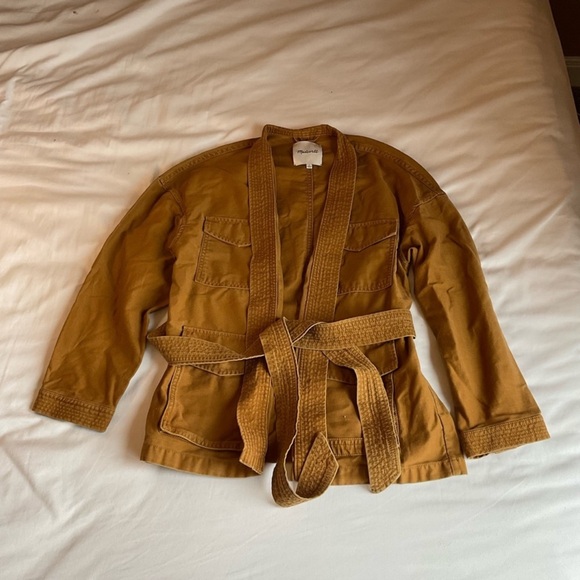 Madewell Kimono Military Utility Jacket with Tie Waist Belt Golden Brown Size S - Picture 2 of 6
